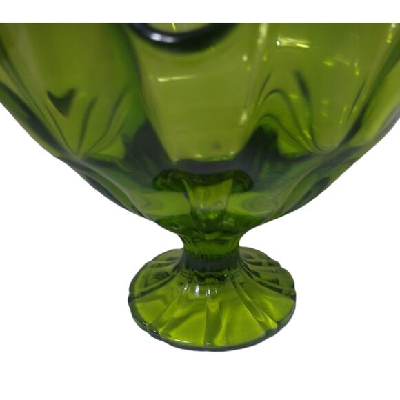 Vtg L.E. Smith Green Simplicity Pedestal Compote Dish - Picture 4 of 7